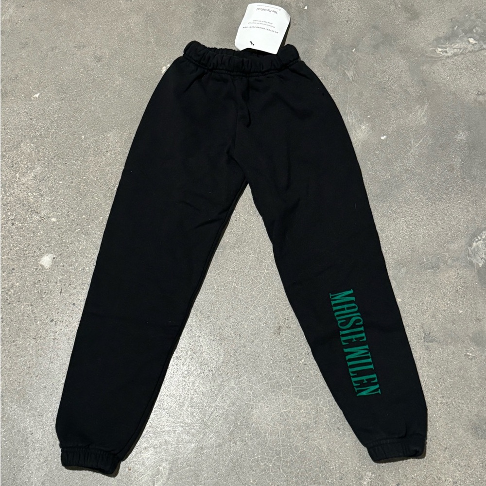 Maisie Wilen Black Cropped Cotton Sweatpants